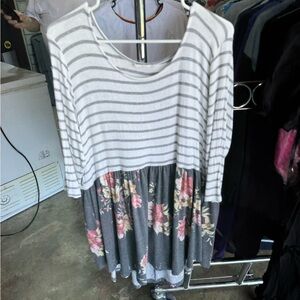 Striped and Floral Dress